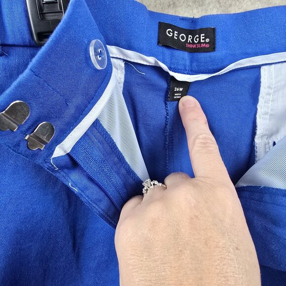 George Womens Capri Pants Bright Blue Size 26W Straight Leg Cotton Blend Stretch - Picture 5 of 7